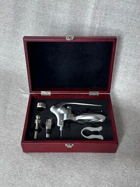 Brookstone Heritage Connoisseur's Wine Opener Set in Redwood Case: BRAND NEW